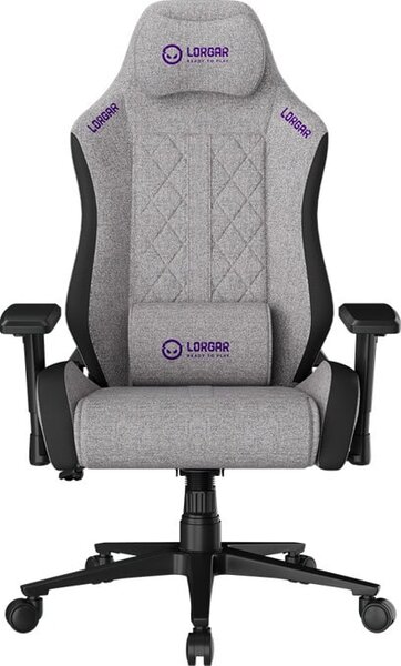 Геймърски стол Lorgar CHA41, до 150kg, 3D подлакътници, регулируема облегалка, сив