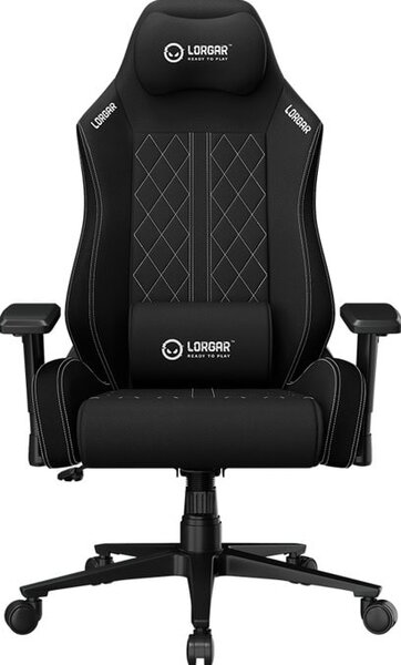 Геймърски стол Lorgar CHA41, до 150kg, 3D подлакътници, регулируема облегалка, черен/бял