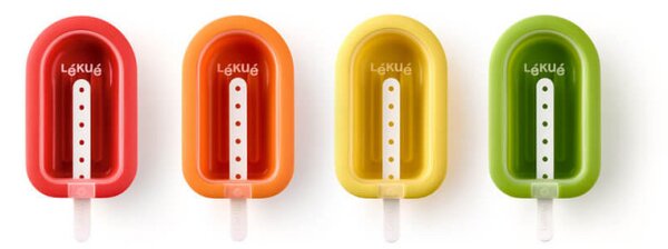Комплект от 4 форми за сладолед на клечка Lekue 1009046, 240 мл, -20C / +100C, Капачета, Многоцветен