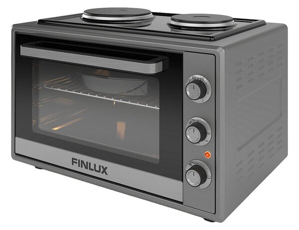 Мини готварска печка Finlux FMC-6024BF, 60л. обем, 2 нагревателни зони, 3 функции, сива