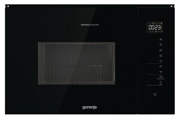 Микровълнова фурна Gorenje BMI251SG3BG, за вграждане, с грил, електронно управление, 900W, 25l обем, 5 степени на мощност, черна