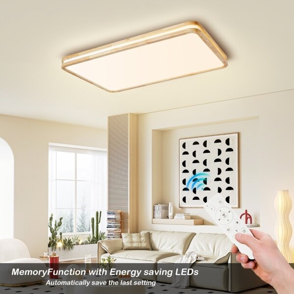 Brilagi - димируемо LED осветително тяло MOLINA SQUARE LED/128W/230V дъб 90x60 см + дистанционно управление