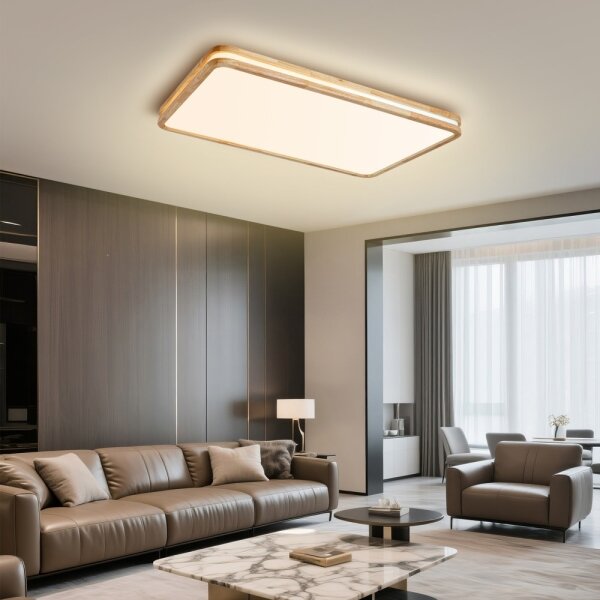 Brilagi - димируемо LED осветително тяло MOLINA SQUARE LED/128W/230V дъб 90x60 см + дистанционно управление