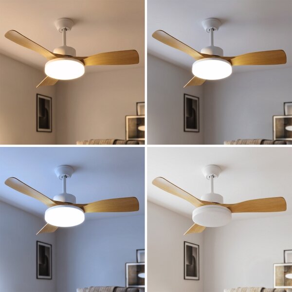 Brilagi - LED таванен вентилатор с функция за димиране LED/34W/230V 106 см бял/кафяв + дистанционно управление