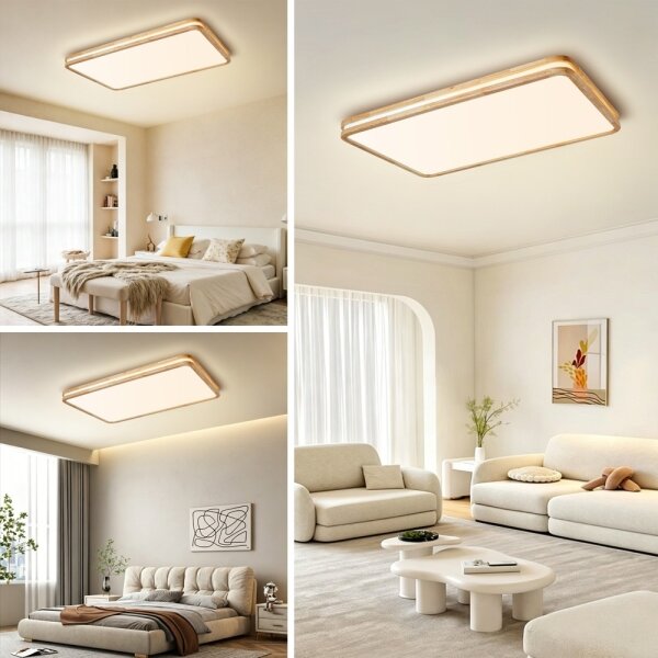 Brilagi - димируемо LED осветително тяло MOLINA SQUARE LED/128W/230V дъб 90x60 см + дистанционно управление