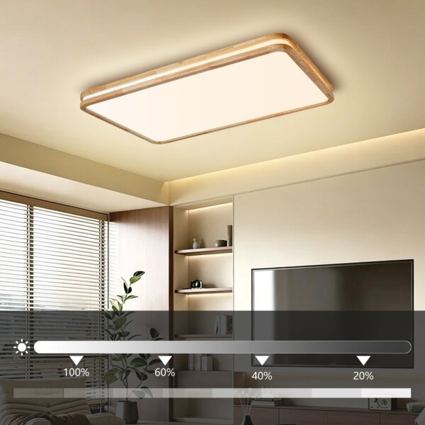 Brilagi - димируемо LED осветително тяло MOLINA SQUARE LED/128W/230V дъб 90x60 см + дистанционно управление