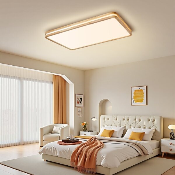 Brilagi - димируемо LED осветително тяло MOLINA SQUARE LED/128W/230V дъб 90x60 см + дистанционно управление