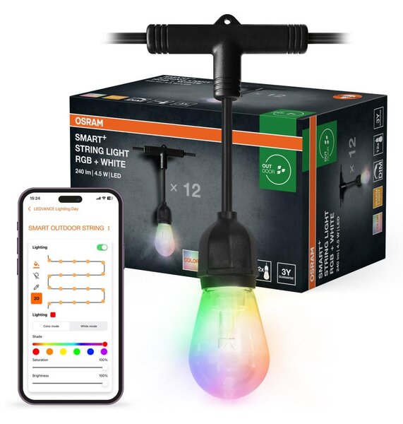 Osram - LED RGB димируем външен гирлянд SMART+ STRING 12xLED/230V 7,47m IP44 Wi-Fi