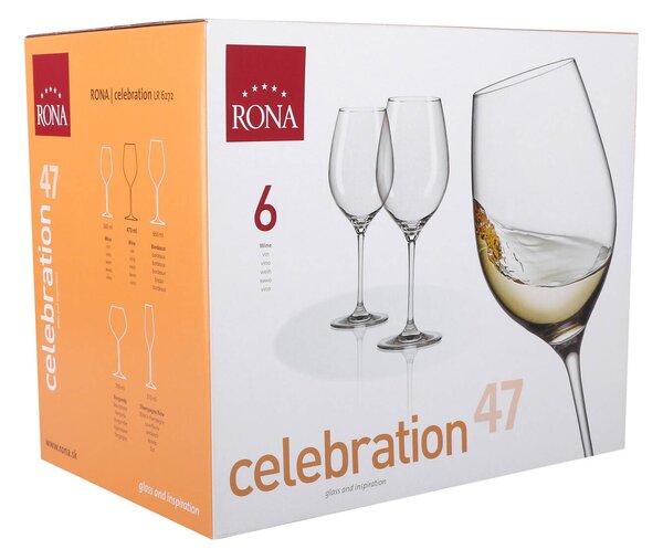 RONA Чаши за вино Celebration 470мл 6бр