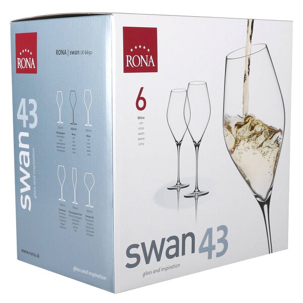 RONA Чаши за вино Swan 430мл 6бр