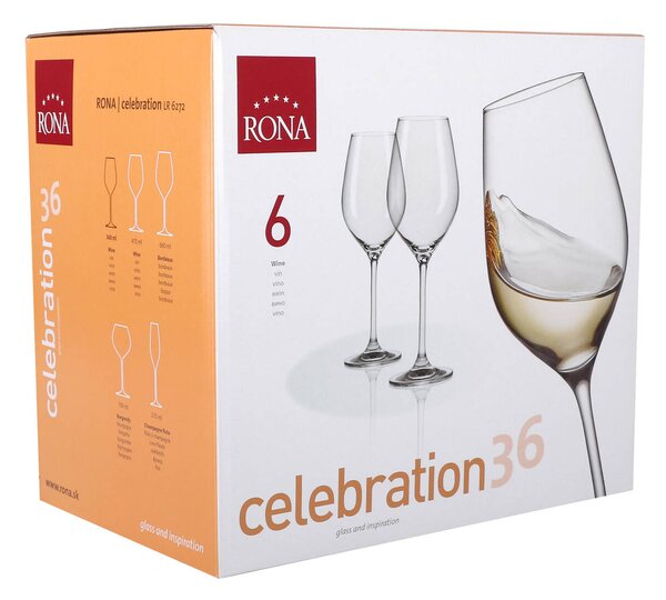 RONA Чаши за вино Celebration 360мл 6бр