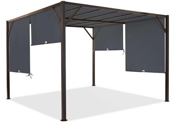 Метална пергола за тераса Santorini 3 x 3 м кафяво-антрацитова Garden Point