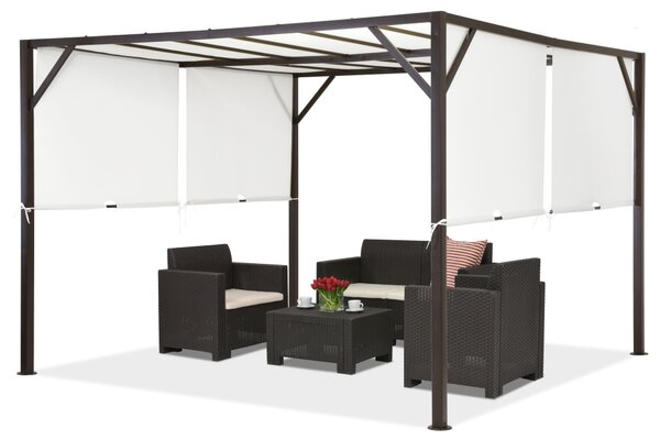 Метална терасна пергола кафяво Santorini 3 x 3 m Garden Point, бяло-кафяво