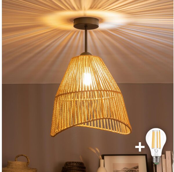 Brilagi - LED плафон CERIA BOHO 1xE27/60W/230V Ø30 см черен/кафяв