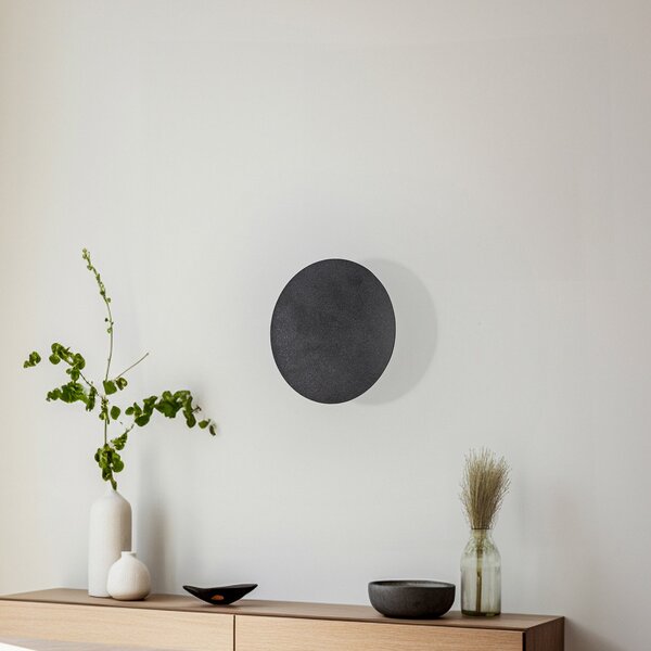TK Lighting Стена лампа Lunia New, черна, Ø 20 cm, Затъмняване, Черен, Дневна/трапезария, Метал