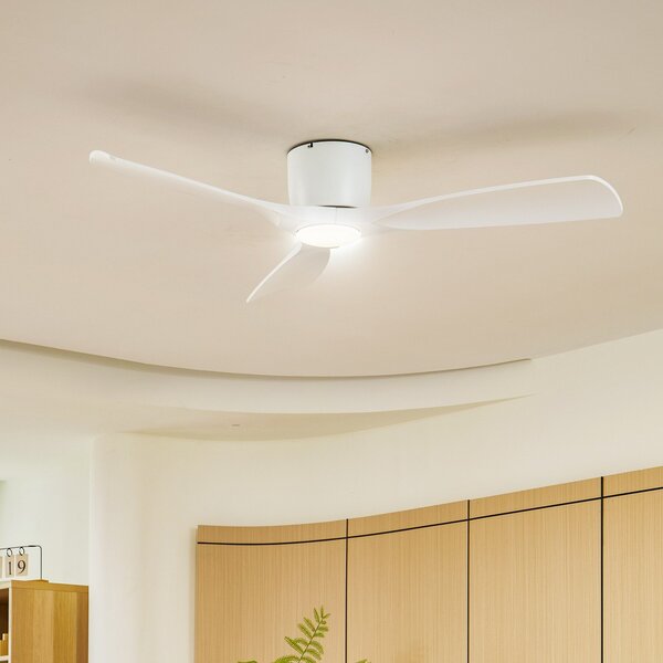 Lucande Smart LED вентилатор за таван Moneno, бял, DC, Tuya