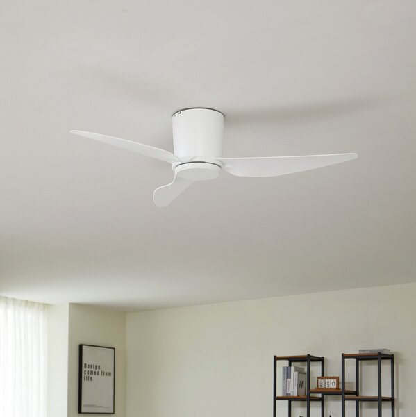 Lindby Таванен вентилатор Aulo, бял, DC, тих, Ø 123 cm, Бял, Дневна/трапезария, Метал, Модерен
