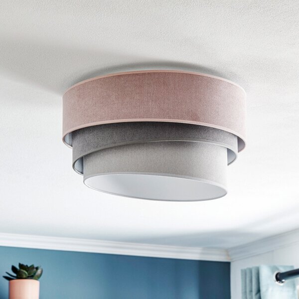 Duolla Таванна лампа Pastell Trio Ø 45cm розово/сиво/светло сиво, Затъмняване, Розов / Розе, Дневна/трапезария, Плат / текстил, Модерен