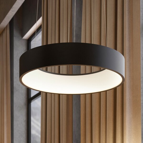 Arcchio LED висяща лампа Aleksi, Ø 45 cm, черна, метал, CCT, Затъмняване, Черен, Кухня, Метал, Модерен