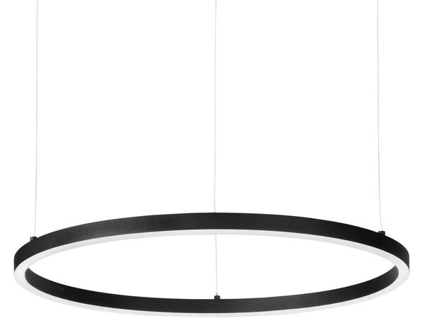 IDEAL LUX Ideal Lux LED висяща лампа Oracle Slim Ø 90 cm черна 3000 K, Черен, Дневна/трапезария, Метал, Модерен
