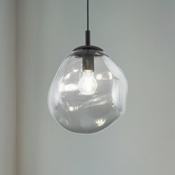 TK Lighting Sol Мини висящо осветление, стъкло, Ø 25 cm, черно/графитно сиво, Затъмняване, Прозрачен, Дневна/трапезария, Стъкло, Модерен