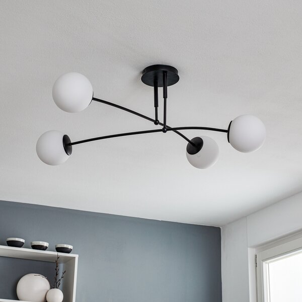 EMIBIG LIGHTING Таванна лампа Pregos 4 в черно, с четири лампи, Затъмняване, Черен, Коридор, Метал, Модерен