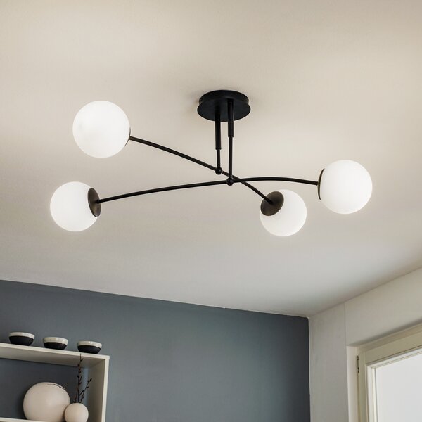 EMIBIG LIGHTING Таванна лампа Pregos 4 в черно, с четири лампи, Затъмняване, Черен, Коридор, Метал, Модерен