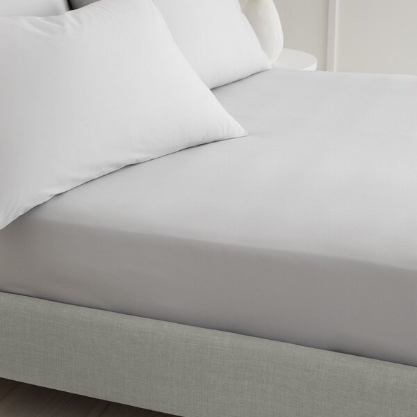 Сив еластичен чаршаф от памук перкал 90x190 cm Cotton Percale – Bianca