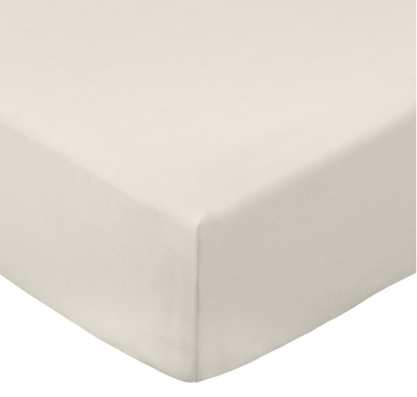 Бежов еластичен чаршаф от памук перкал 90x190 cm Cotton Percale – Bianca