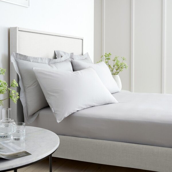 Сив еластичен чаршаф от памук перкал 90x190 cm Cotton Percale – Bianca