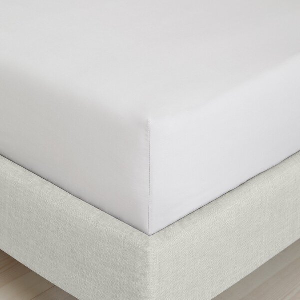 Сив еластичен чаршаф от памук перкал 90x190 cm Cotton Percale – Bianca
