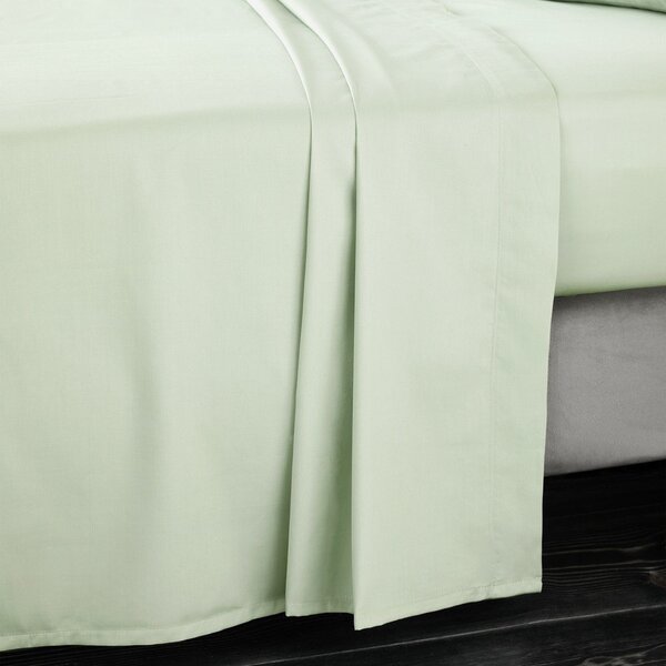 Светлозелен чаршаф от памучен сатен 180x260 cm Cotton Sateen – Bianca