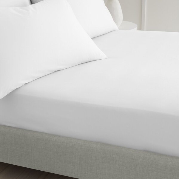 Бял еластичен чаршаф от памук перкал 90x190 cm Cotton Percale – Bianca
