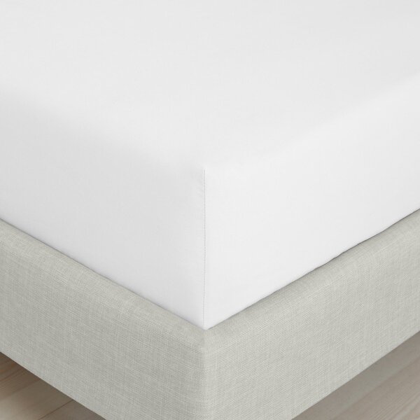 Бял еластичен чаршаф от памук перкал 90x190 cm Cotton Percale – Bianca