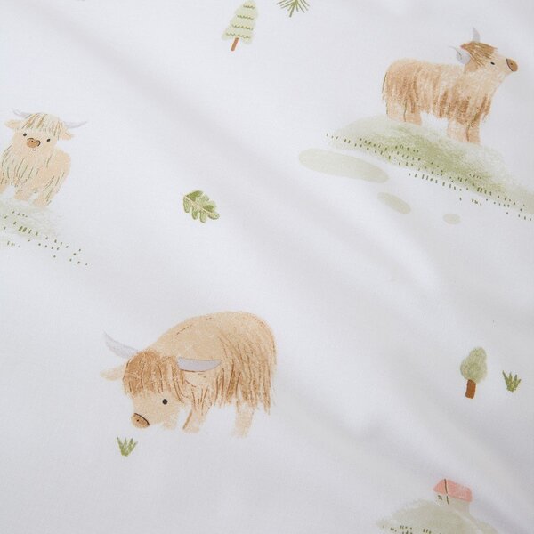 Бял еластичен памучен детски чаршаф за детско креватче 70x140 cm Mini Moo Cow – Bianca