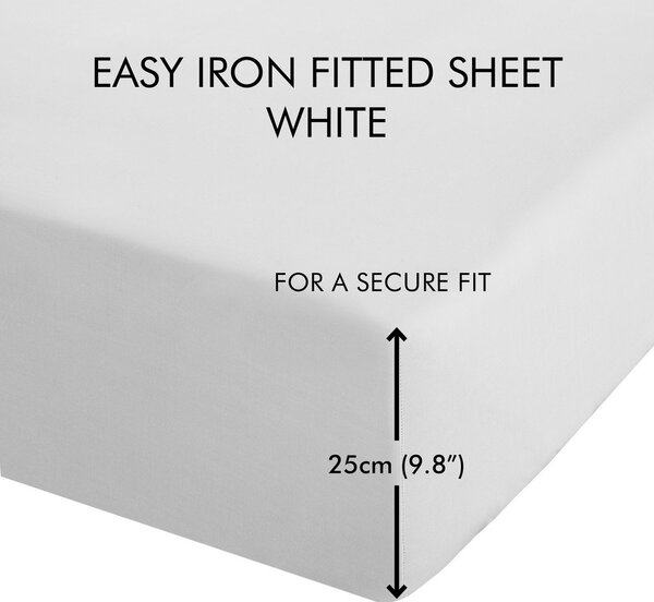 Бял еластичен чаршаф от перкал 90x190 cm Easy Iron Percale – Catherine Lansfield