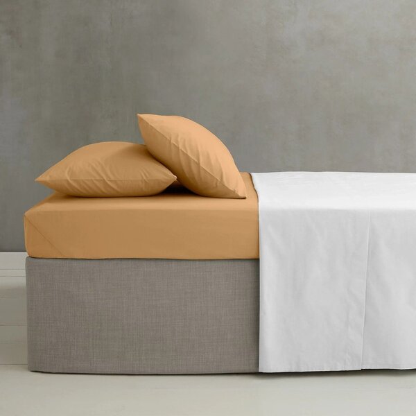 Жълтo-оранжев еластичен чаршаф от перкал 90x190 cm Easy Iron Percale – Catherine Lansfield