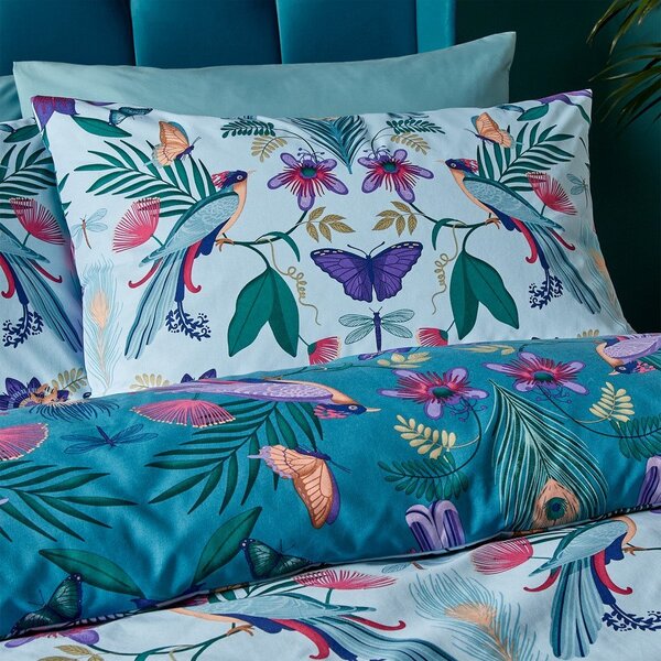 Синьо единично спално бельо 135x200 cm Mya Tropical Floral – Catherine Lansfield