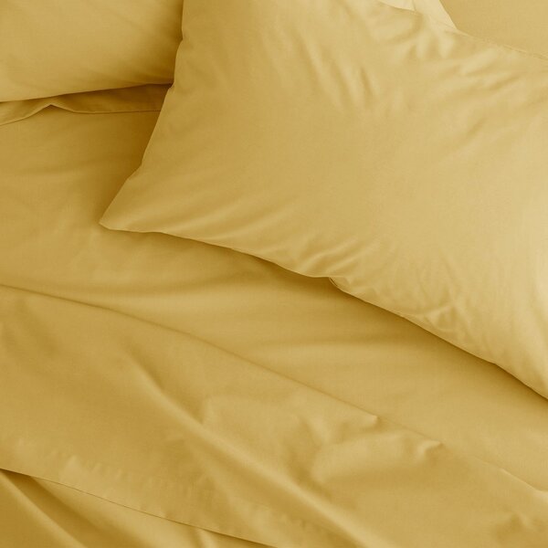 Жълт еластичен чаршаф от перкал 90x190 cm Easy Iron Percale – Catherine Lansfield
