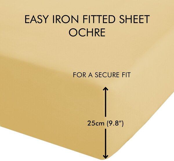Жълт еластичен чаршаф от перкал 90x190 cm Easy Iron Percale – Catherine Lansfield
