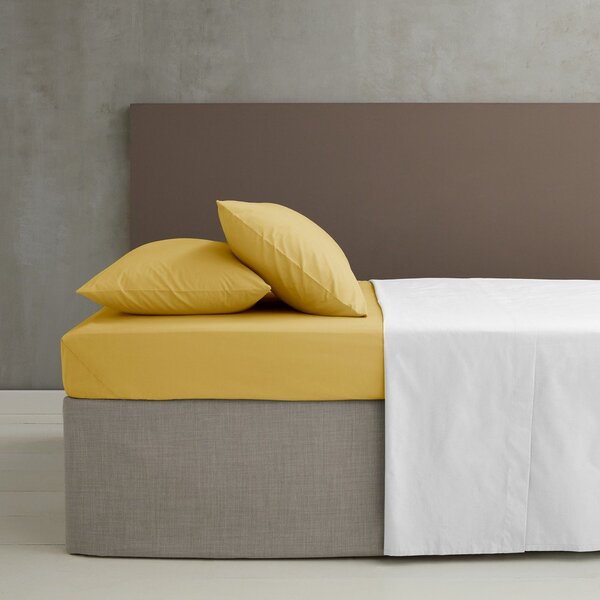 Жълт еластичен чаршаф от перкал 90x190 cm Easy Iron Percale – Catherine Lansfield