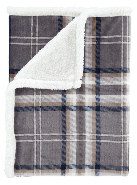 Сиво одеяло от шерпа 130x170 cm Kelso Check – Catherine Lansfield