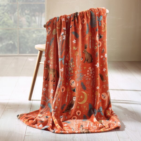 Оранжево одеяло от микроплюш 130x170 cm Enchanted Twilight Animals – Catherine Lansfield