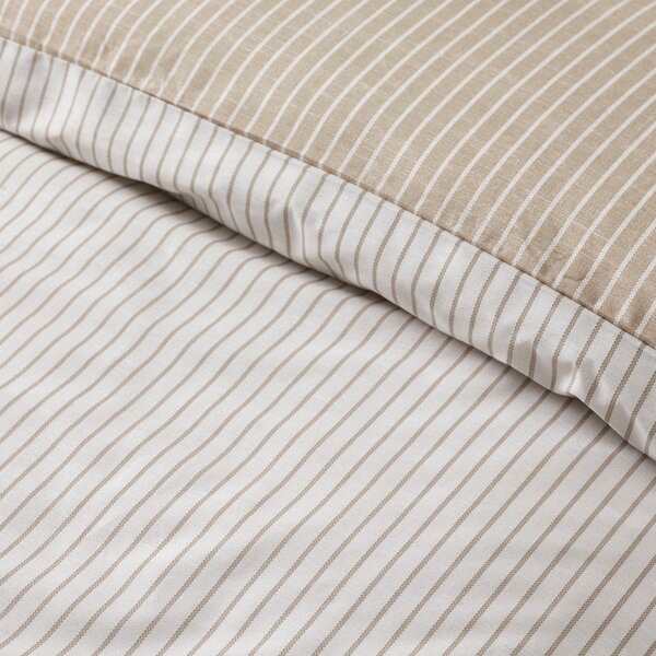 Бяло-бежово единично спално бельо 135x200 cm Oxford Pinstripe – Catherine Lansfield
