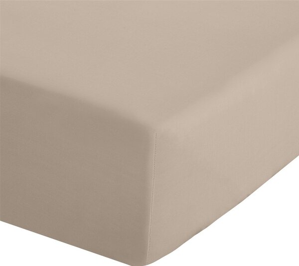 Светлокафяв еластичен чаршаф от перкал 90x190 cm Easy Iron Percale – Catherine Lansfield
