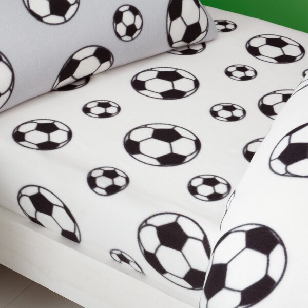 Бял еластичен детски чаршаф за детско креватче от флийс 70x140 cm Football – Catherine Lansfield