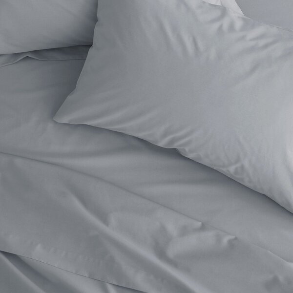 Сив еластичен чаршаф от перкал 90x190 cm Easy Iron Percale – Catherine Lansfield