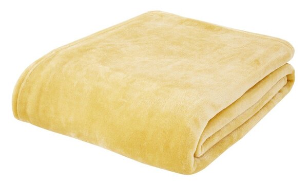 Жълто одеяло от микроплюш 130x170 cm Raschel Velvet – Catherine Lansfield
