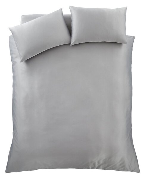Сиво двойно удължено сатенено спално бельо 230x220 cm Silky Soft – Catherine Lansfield