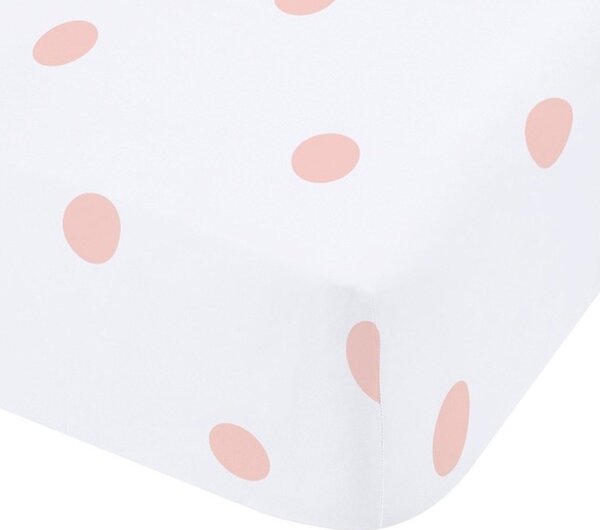Бялo-розов еластичен фланелен чаршаф 135x190 cm Polka Dot – Catherine Lansfield